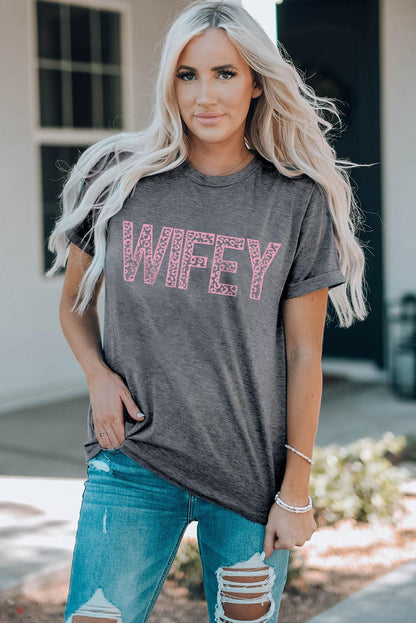 WIFEY Leopard Graphic Short Sleeve Tee - Olive Ave