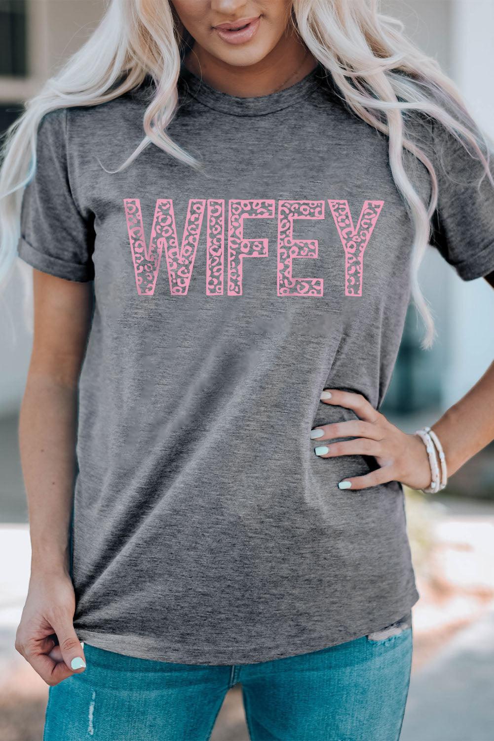 WIFEY Leopard Graphic Short Sleeve Tee - Olive Ave