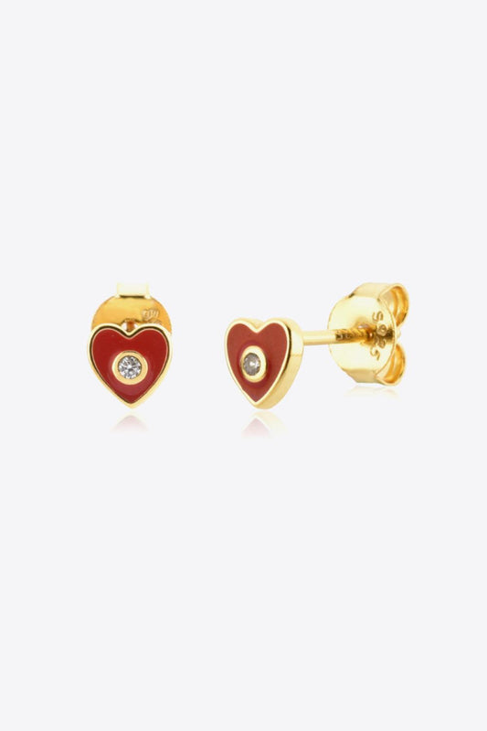 Zircon Heart Stud Earrings - Olive Ave