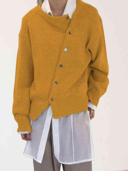 Asymmetrical Buttoned Cardigan in 6 Colors - Olive Ave