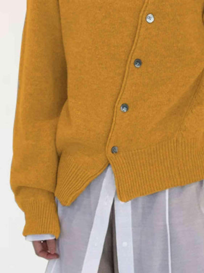 Asymmetrical Buttoned Cardigan in 6 Colors - Olive Ave
