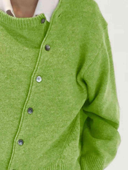 Asymmetrical Buttoned Cardigan in 6 Colors - Olive Ave
