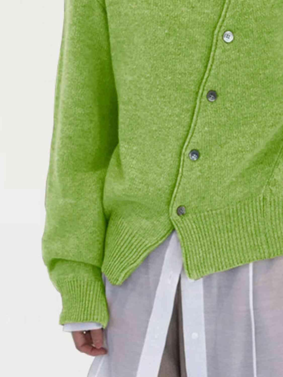 Asymmetrical Buttoned Cardigan in 6 Colors - Olive Ave