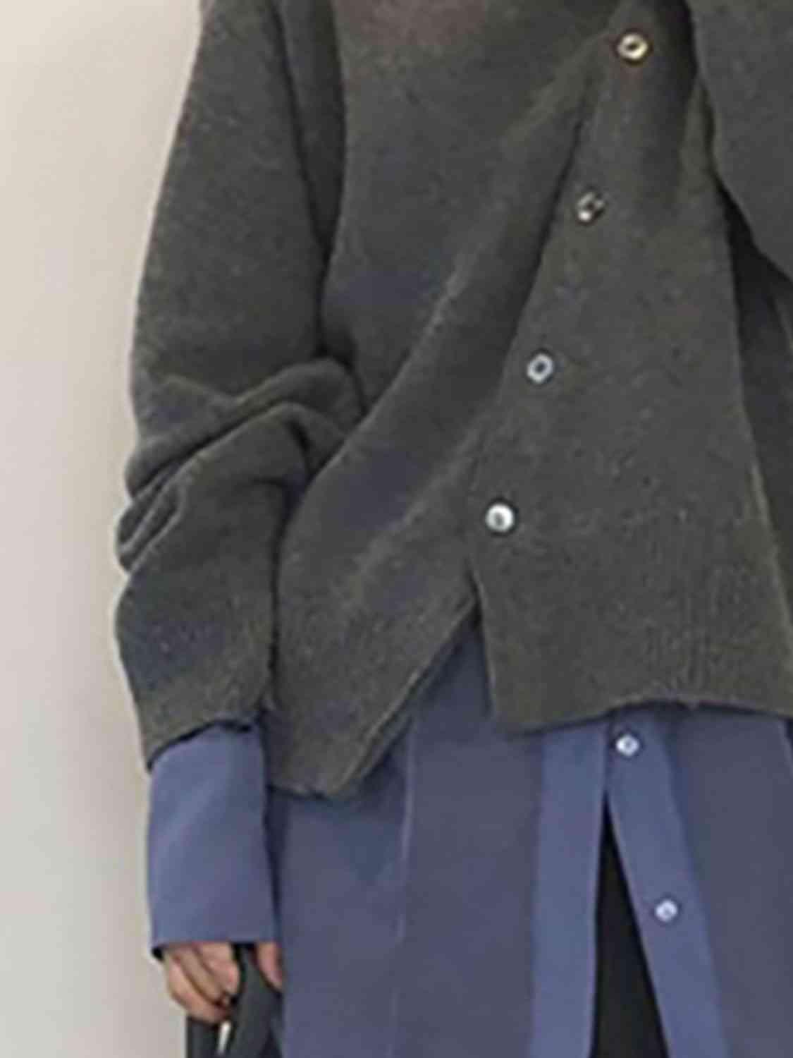 Asymmetrical Buttoned Cardigan in 6 Colors - Olive Ave