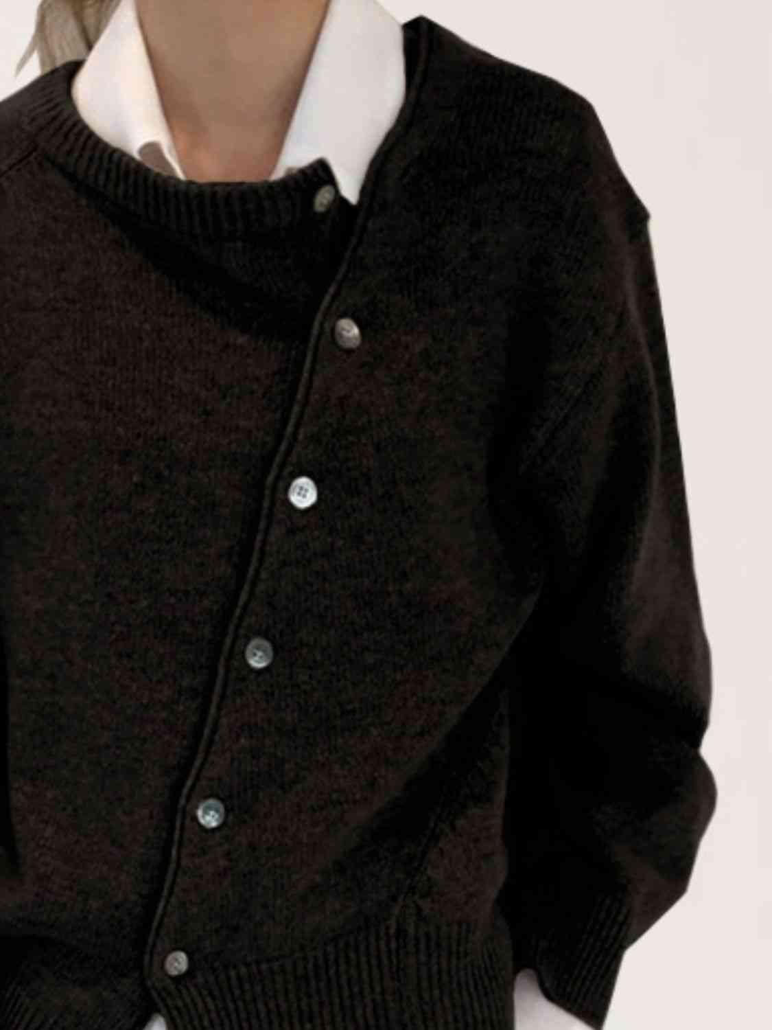 Asymmetrical Buttoned Cardigan in 6 Colors - Olive Ave