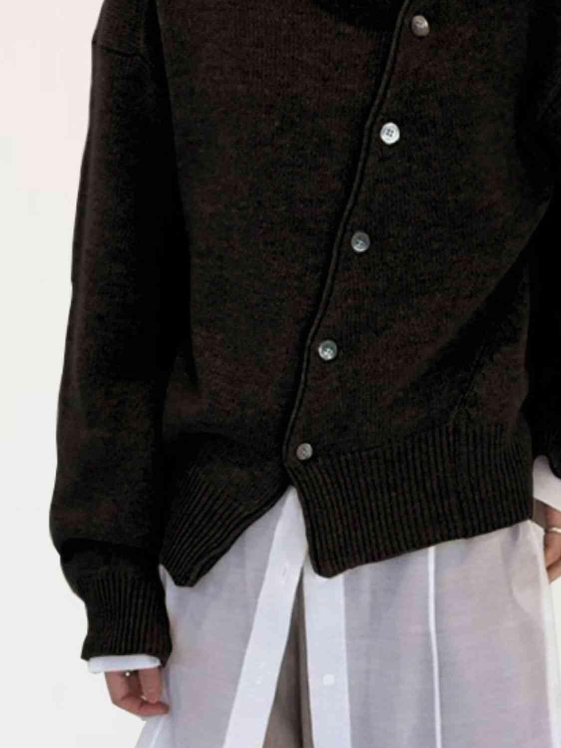 Asymmetrical Buttoned Cardigan in 6 Colors - Olive Ave