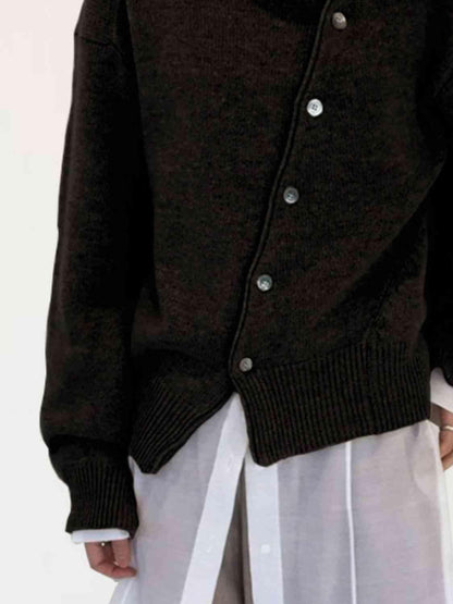 Asymmetrical Buttoned Cardigan in 6 Colors - Olive Ave