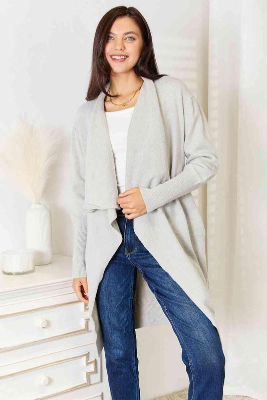 Betty Open Front Duster Cardigan with Pockets - Olive Ave