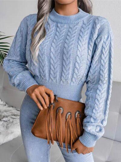 Cable-Knit Cropped Sweater - Olive Ave