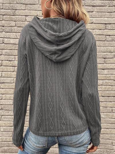 Cable-Knit Drawstring Hooded Knit Top in 5 Colors - Olive Ave