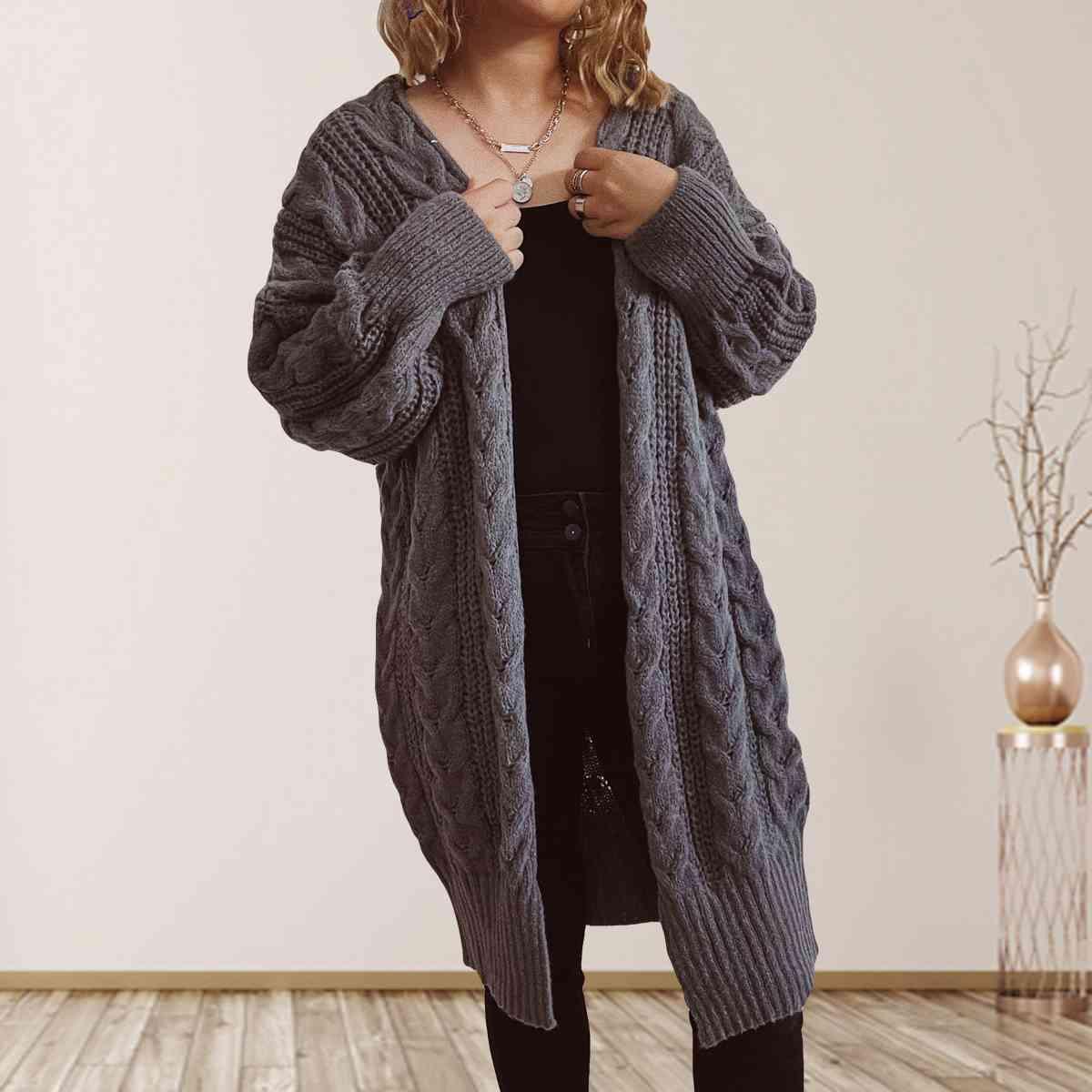 Cable-Knit Open Front Cardigan in 6 Colors - Olive Ave