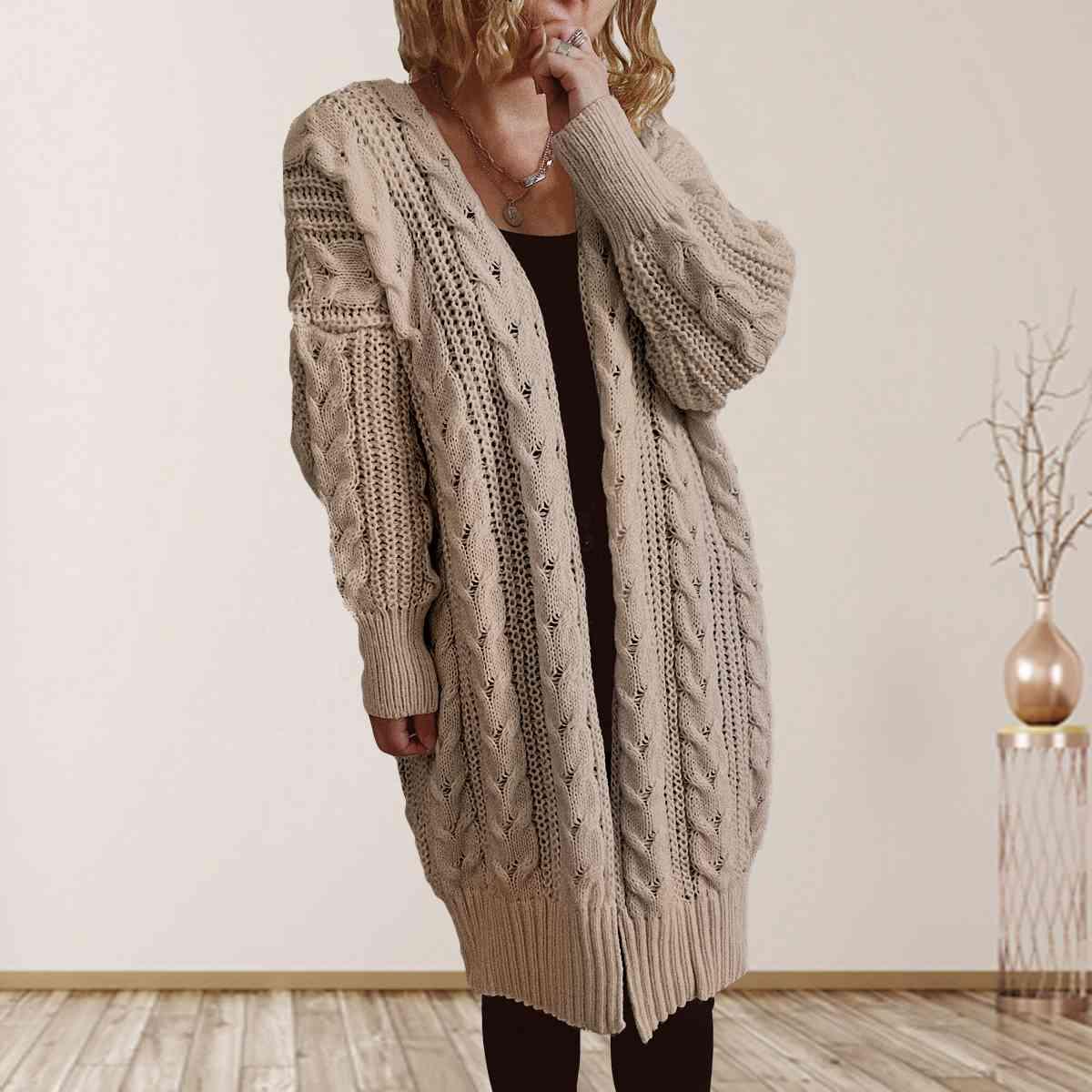 Cable-Knit Open Front Cardigan in 6 Colors - Olive Ave