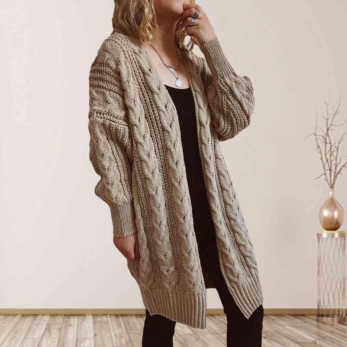 Cable-Knit Open Front Cardigan in 6 Colors - Olive Ave