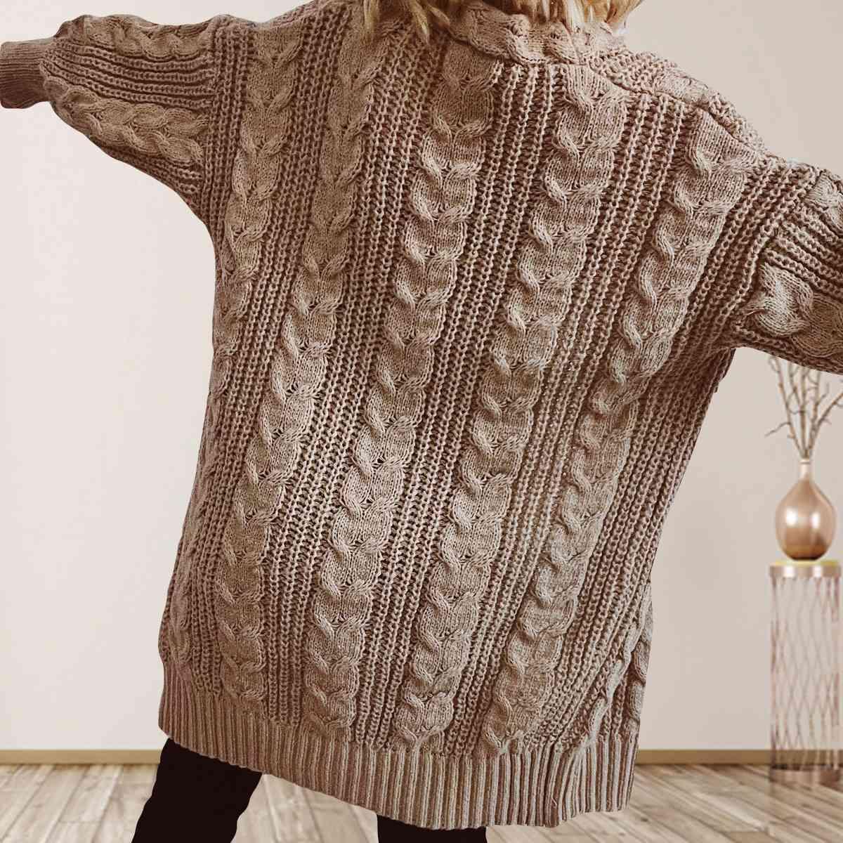 Cable-Knit Open Front Cardigan in 6 Colors - Olive Ave