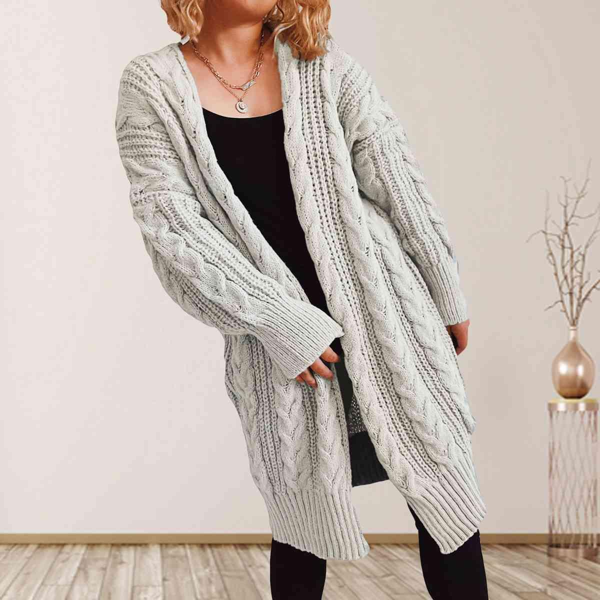 Cable-Knit Open Front Cardigan in 6 Colors - Olive Ave