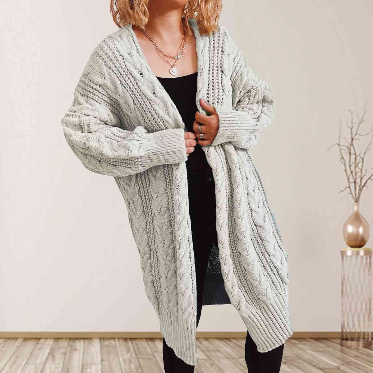 Cable-Knit Open Front Cardigan in 6 Colors - Olive Ave