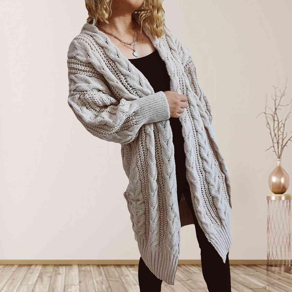 Cable-Knit Open Front Cardigan in 6 Colors - Olive Ave