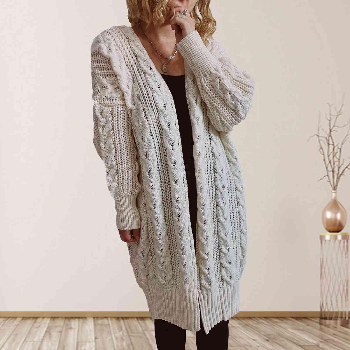 Cable-Knit Open Front Cardigan in 6 Colors - Olive Ave