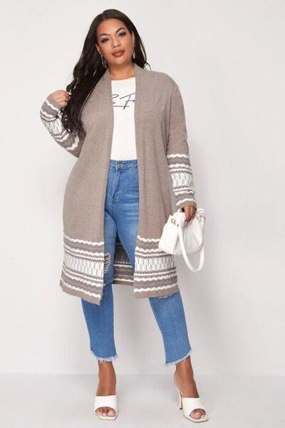 Chevron Long Sleeve Cardigan in 2 Colors - Olive Ave