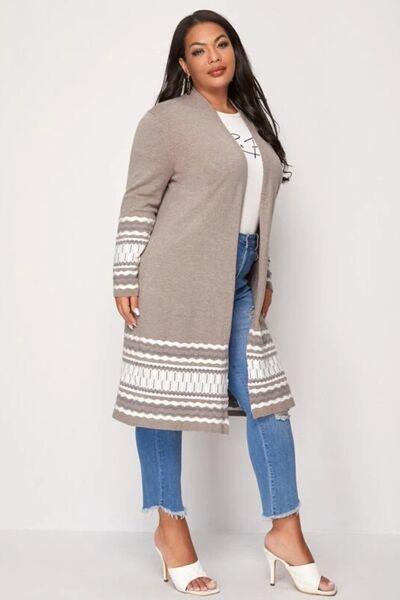 Chevron Long Sleeve Cardigan in 2 Colors - Olive Ave