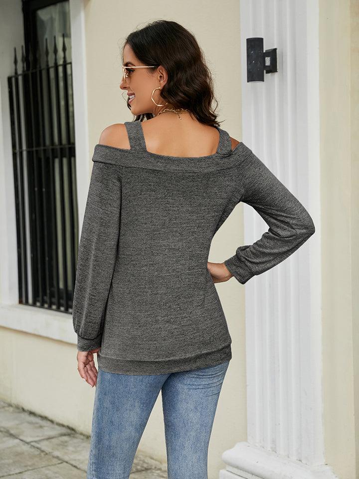 Cold Shoulder Cutout Blouse - Olive Ave