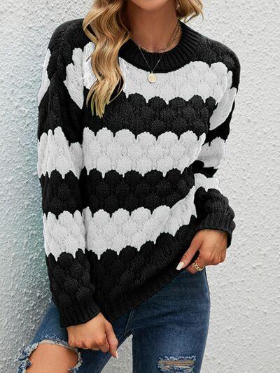 Color Block Stripe Sweater - Olive Ave