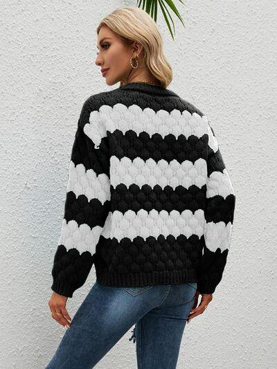 Color Block Stripe Sweater - Olive Ave