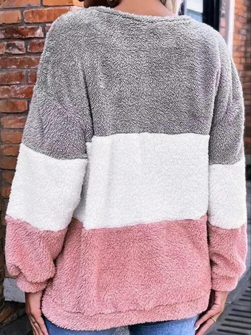 Color Block Stripe Sweatshirt - Olive Ave