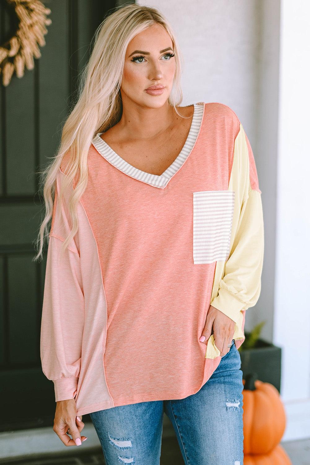 Color Block Sweatshirt with Pocket - Olive Ave
