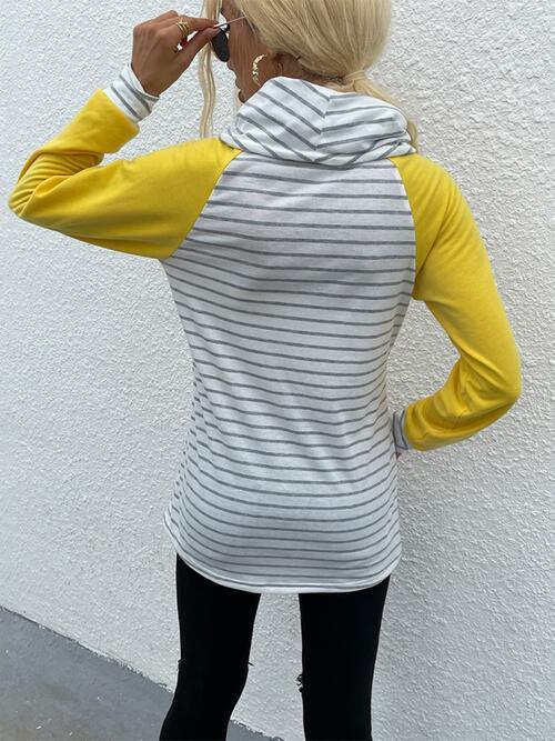 Contrast Striped Sweatshirt - Olive Ave