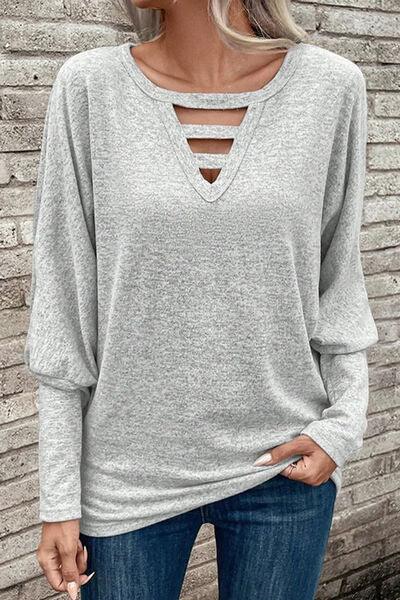 Cutout Long Sleeve Top in 5 Colors - Olive Ave