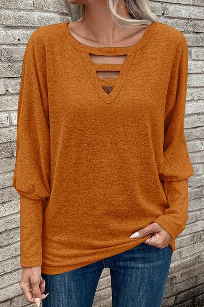 Cutout Long Sleeve Top in 5 Colors - Olive Ave