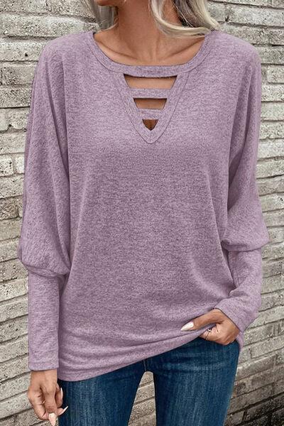 Cutout Long Sleeve Top in 5 Colors - Olive Ave