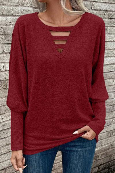 Cutout Long Sleeve Top in 5 Colors - Olive Ave