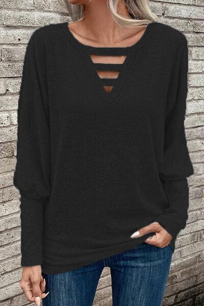 Cutout Long Sleeve Top in 5 Colors - Olive Ave