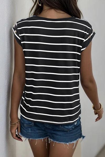Decorative Button T-Shirt - Olive Ave