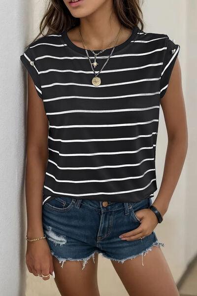 Decorative Button T-Shirt - Olive Ave