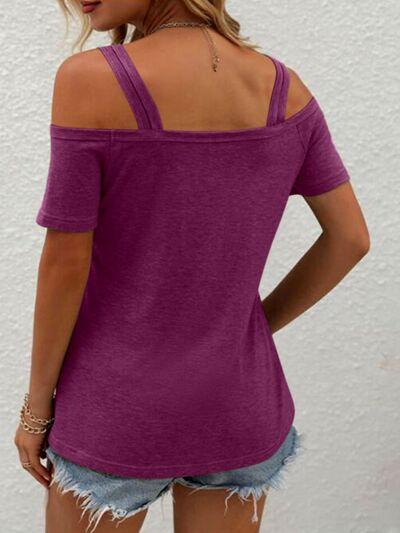 Double Spaghetti Straps Short Sleeve Top in 7 Colors - Olive Ave