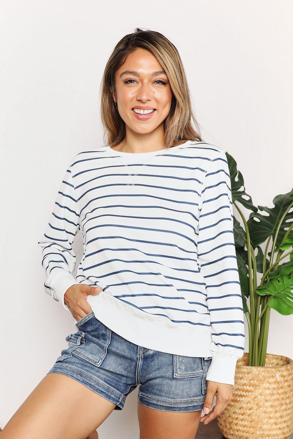 Double Take Striped Top - Olive Ave