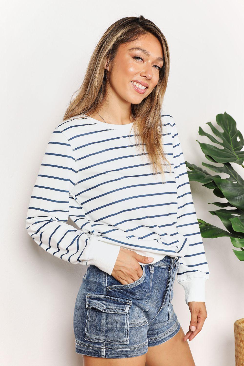 Double Take Striped Top - Olive Ave