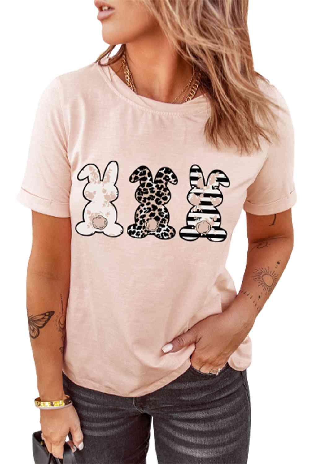 Easter Bunny Graphic Cuffed Tee Shirt - Olive Ave