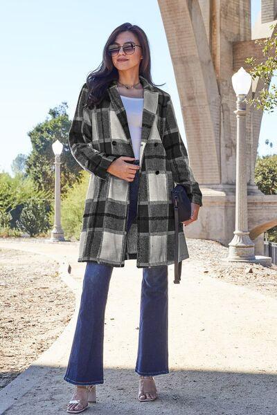 Emerson Full Size Plaid Button Up Coat in 8 Colors - Olive Ave