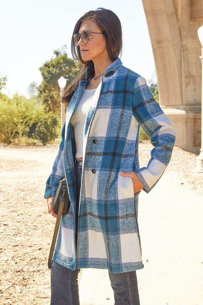 Emerson Full Size Plaid Button Up Coat in 8 Colors - Olive Ave