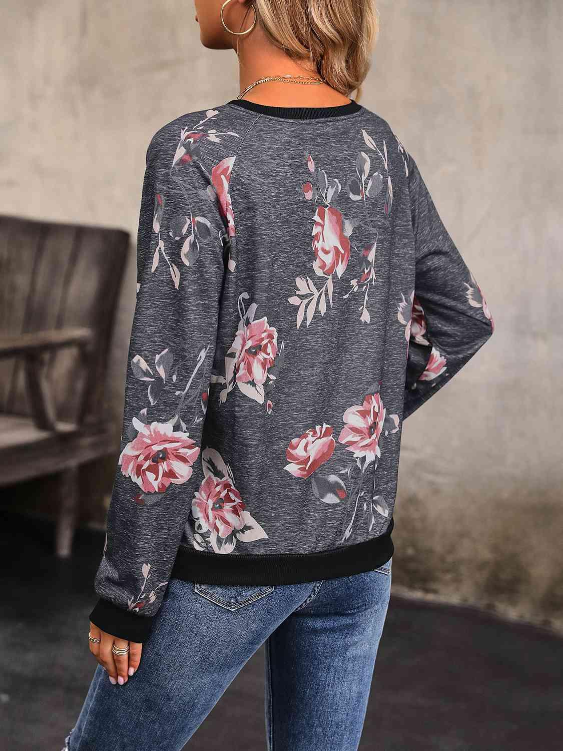 Floral Raglan Sleeve Top - Olive Ave