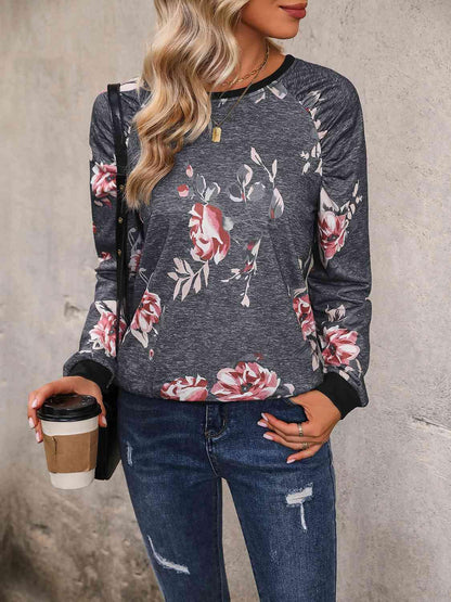 Floral Raglan Sleeve Top - Olive Ave