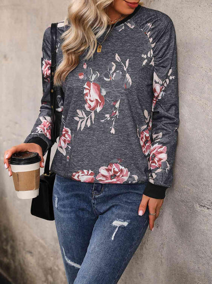 Floral Raglan Sleeve Top - Olive Ave