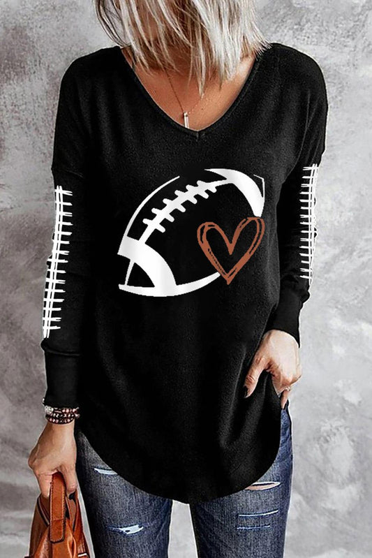 Football Heart Graphic T-Shirt - Olive Ave