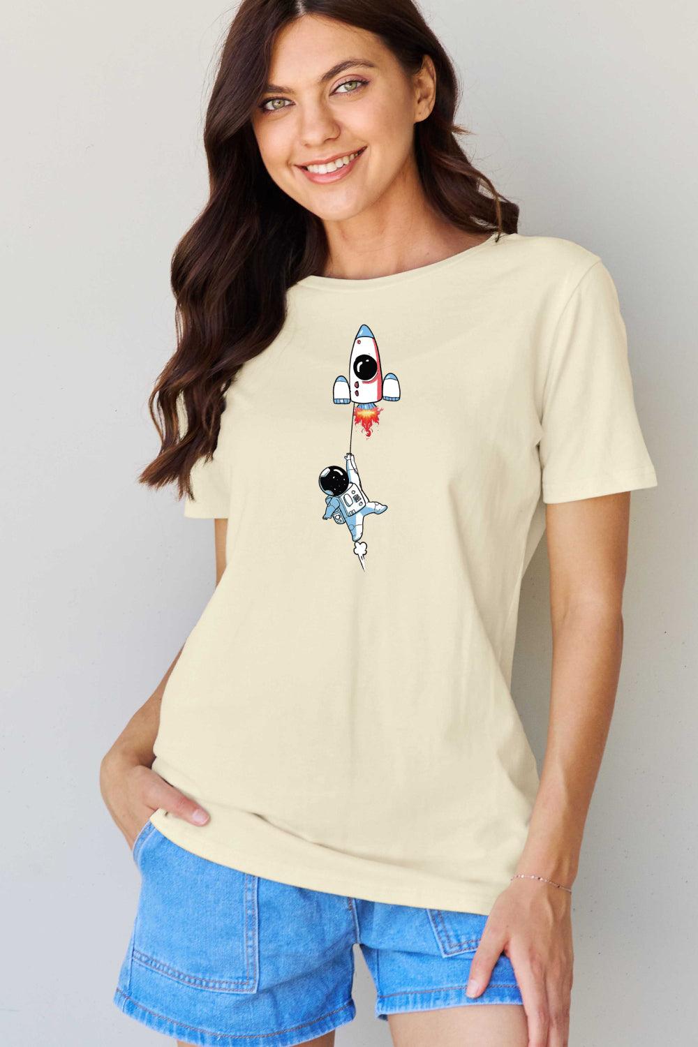 Full Size Astronaut Graphic Cotton T-Shirt - Olive Ave