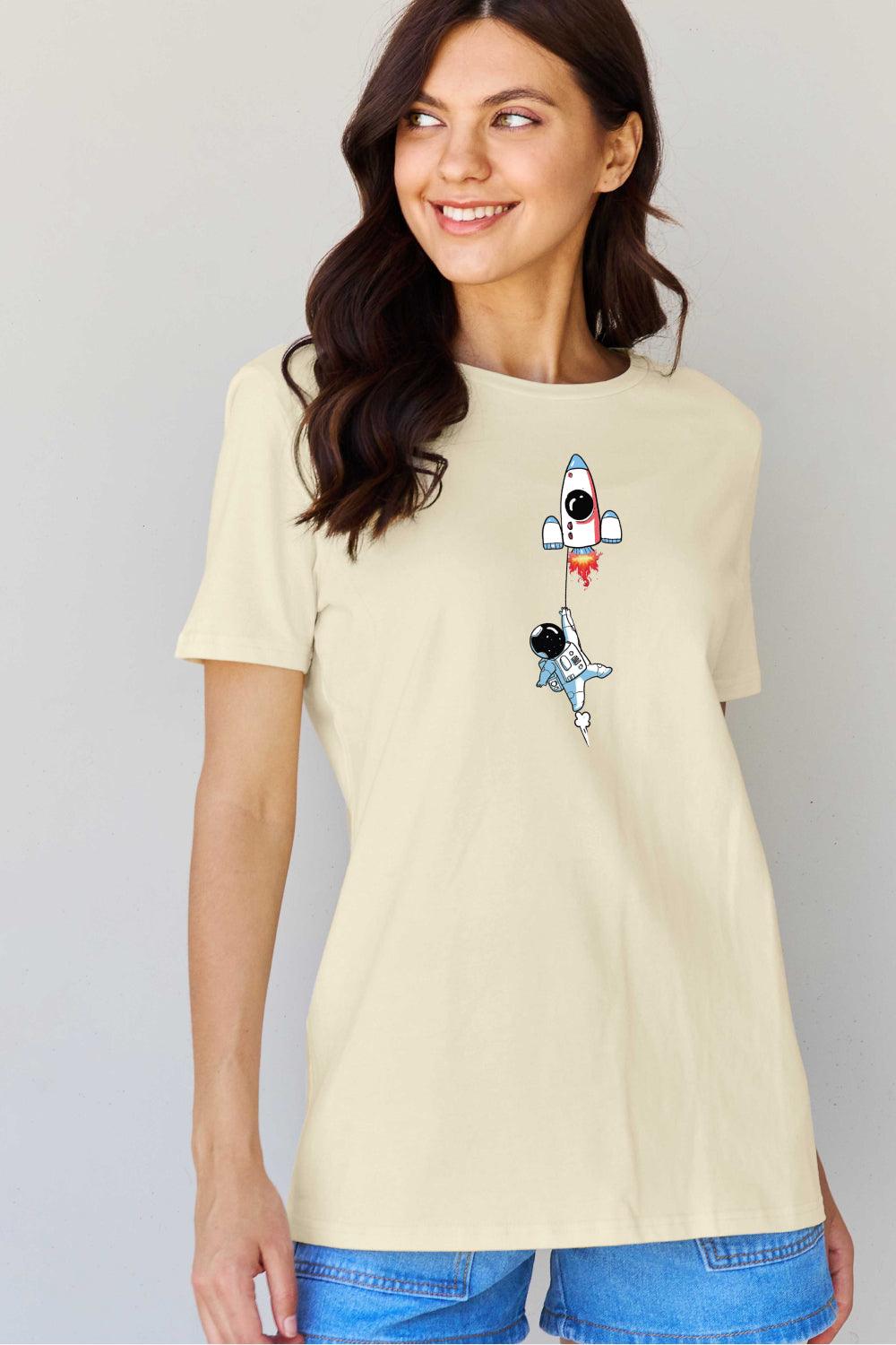 Full Size Astronaut Graphic Cotton T-Shirt - Olive Ave