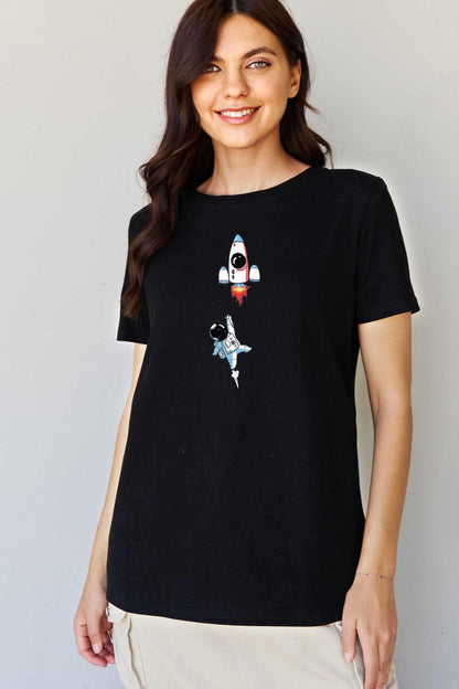 Full Size Astronaut Graphic Cotton T-Shirt - Olive Ave